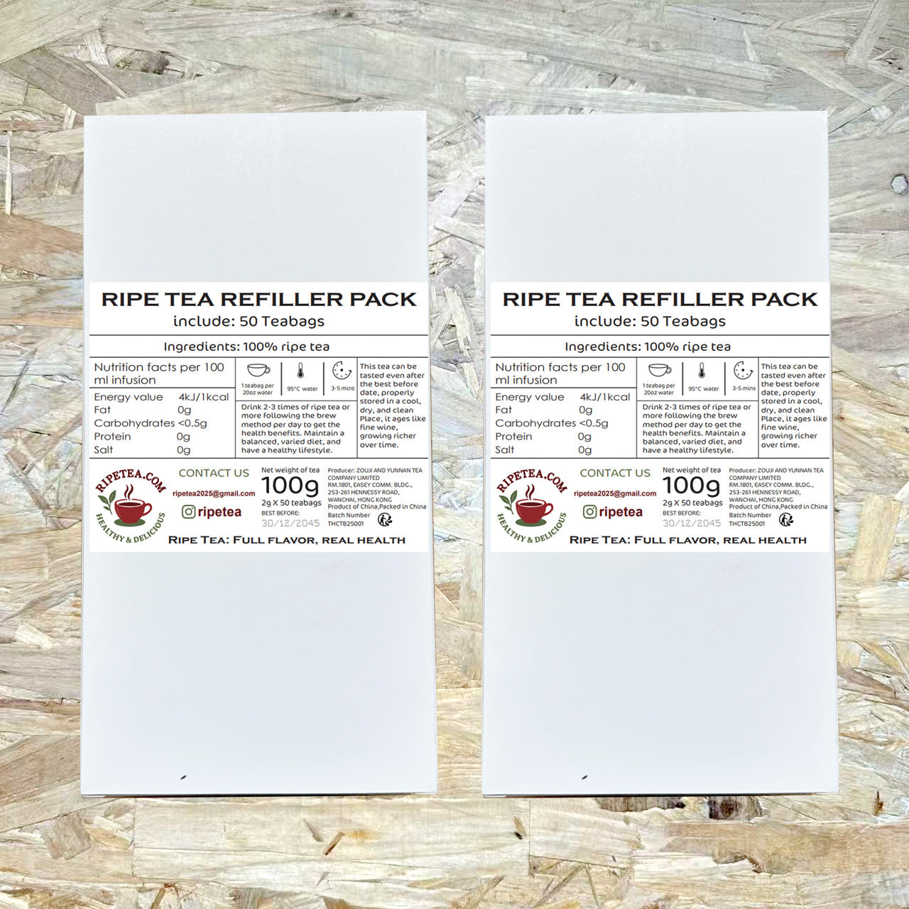 Ripe Tea Product Two – Double Pack Refill (100 Tea Bags)